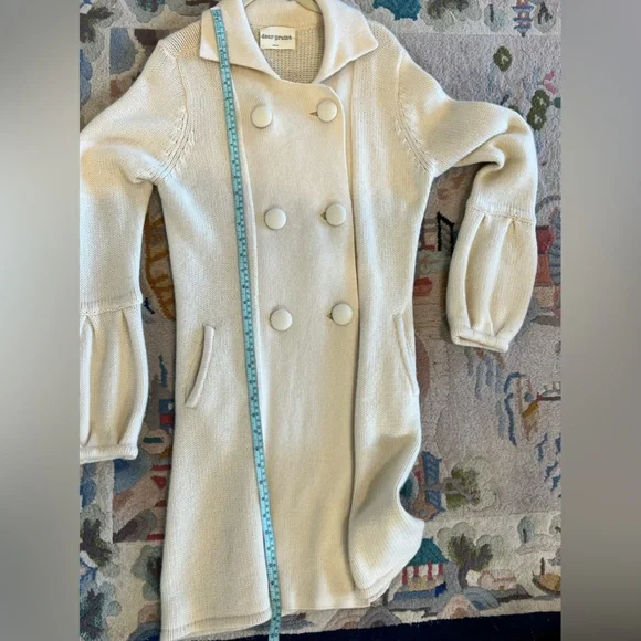 Dear Pruitt Anthropologie Cashmere Sweater Coat - Cream Double Breasted - Picture 7 of 8